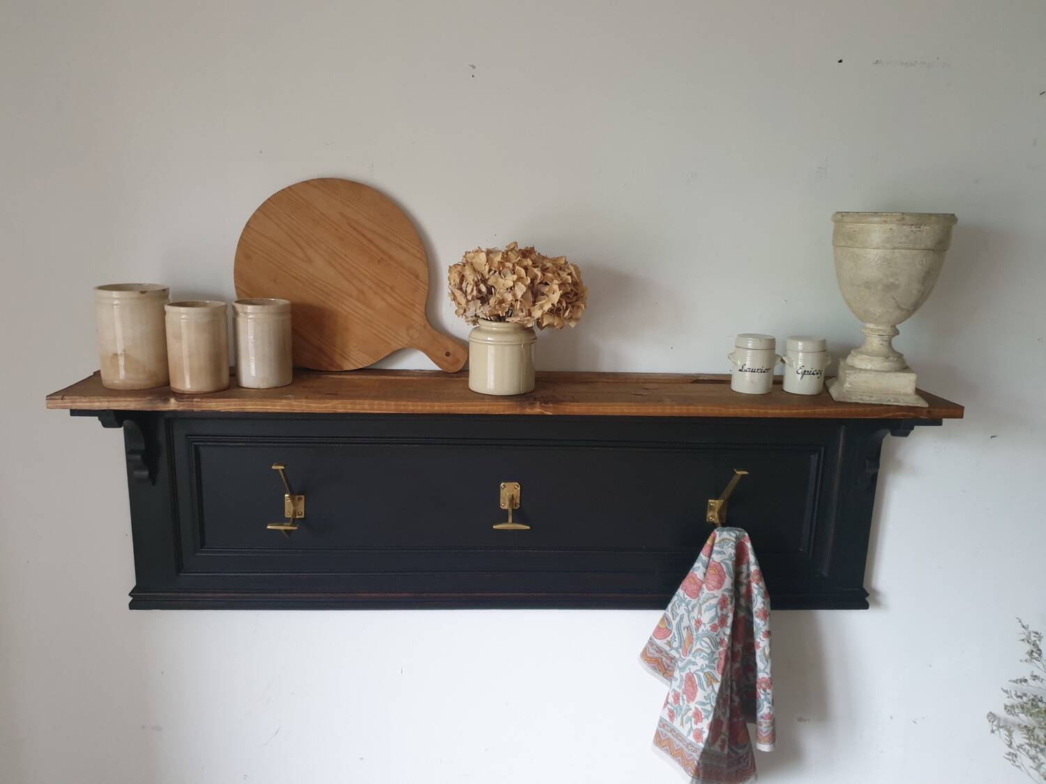 Oak shelf coat rack