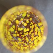 Vase conique verre de Murano moucheté jaune 1970