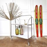 Vintage foldable white bar trolley