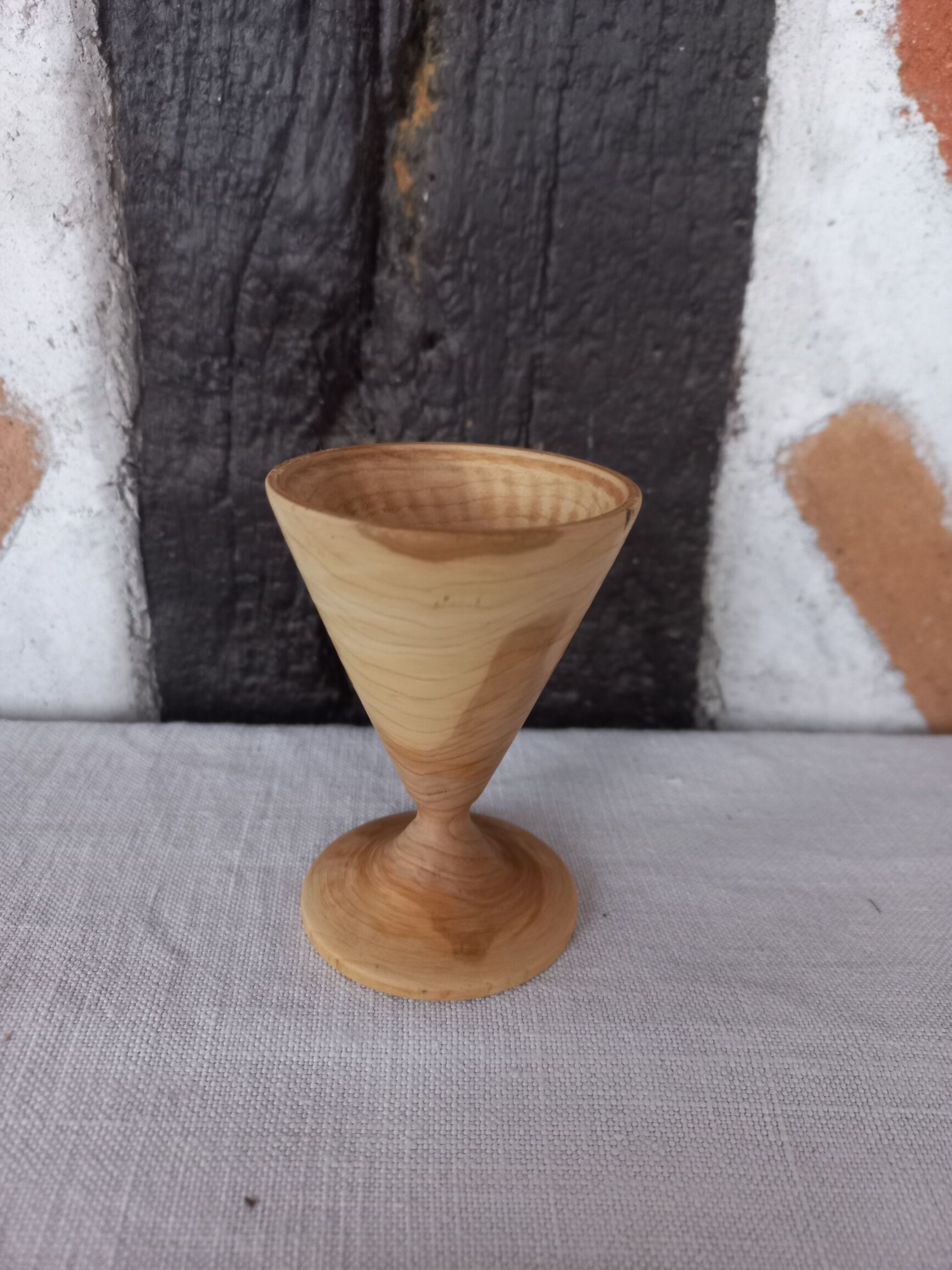 Turned wood egg cup