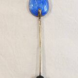 6 mocha spoons in solid silver vermeil and enamelled silver lion passant