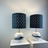 Pair of SAKURA table lamps by Michael Bang for Holmegaard, Denmark 1980