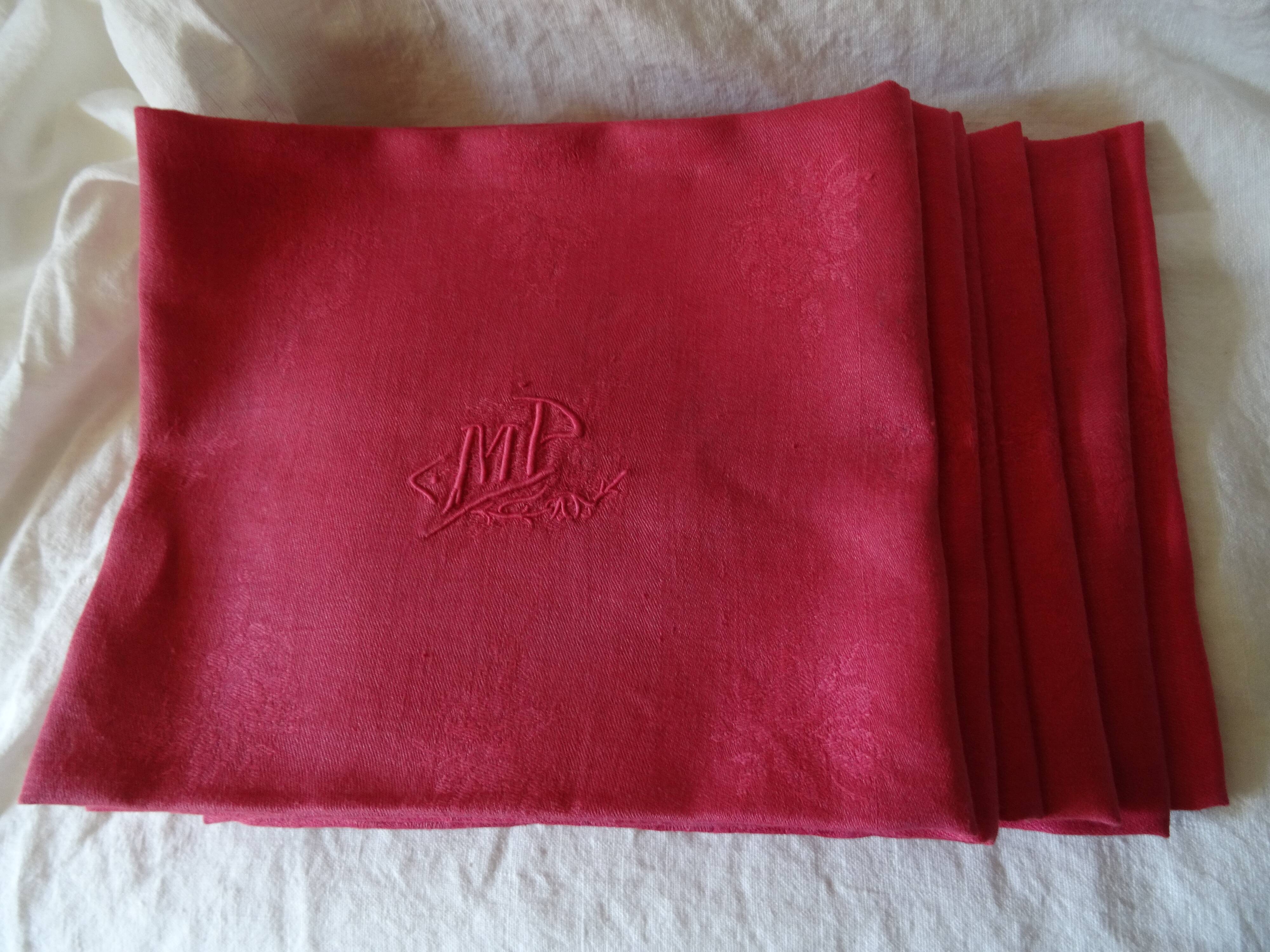 Lot of 6 monogrammed MP napkins