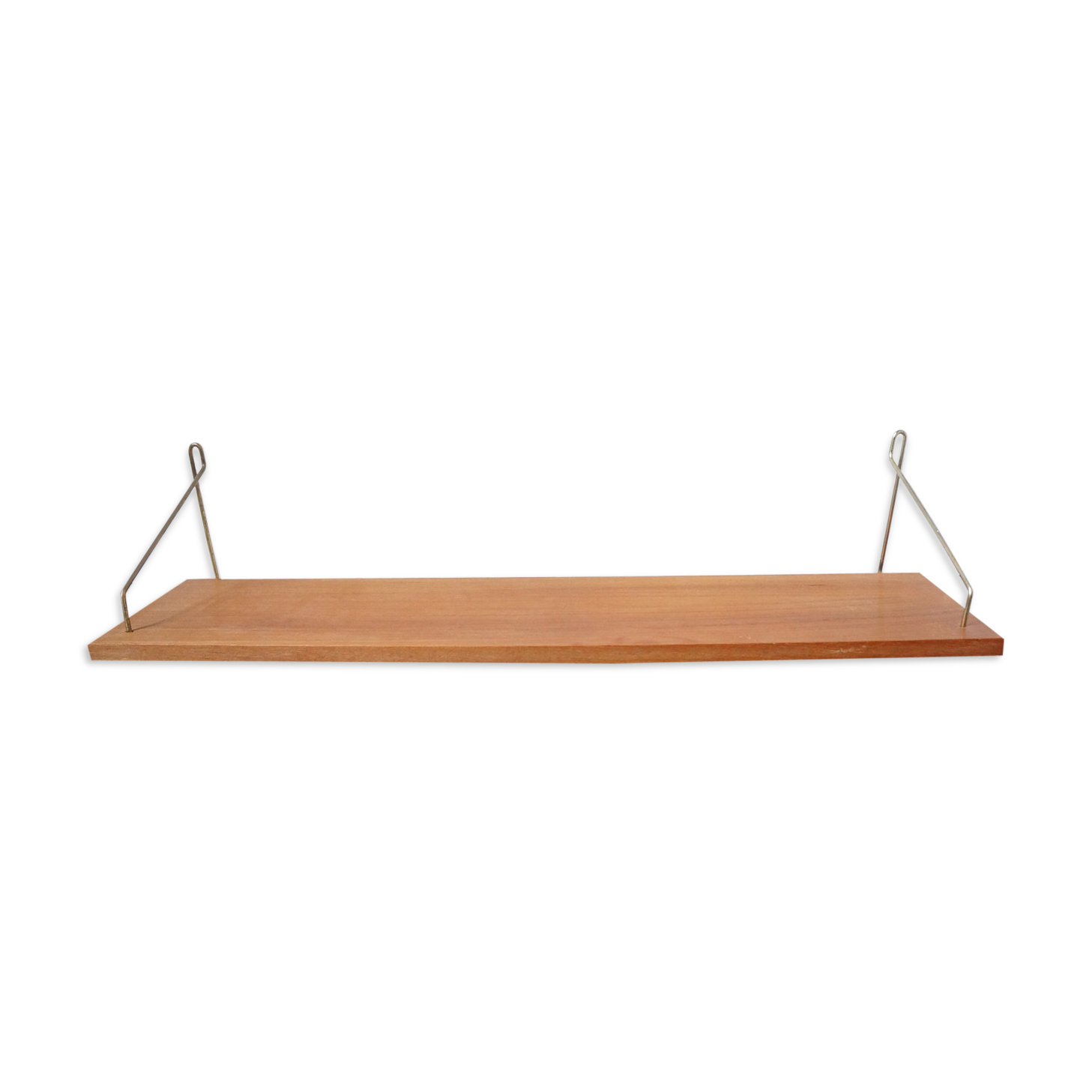 Vintage floating shelf teak brass brackets scandinavian