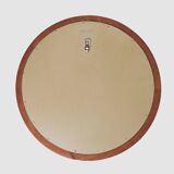 French round wooden mirror with elegant blue and white glass decoration, 19