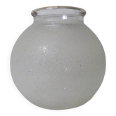 vase en verre granité blanc et or Vintage