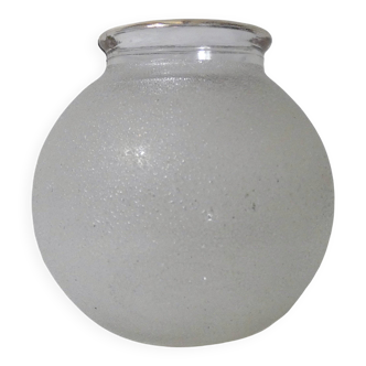 vase en verre granité blanc et or Vintage