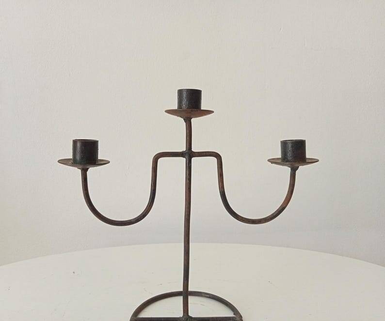 Vintage brutalist chandelier in wrought iron