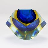Faceted diamond caviar bowl Mandruzzato Sommerso, Murano glass, Italy, 1960s