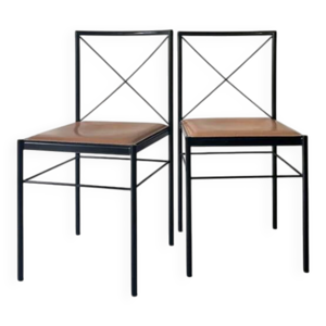 lot de 2 chaises  italiennes - cuir