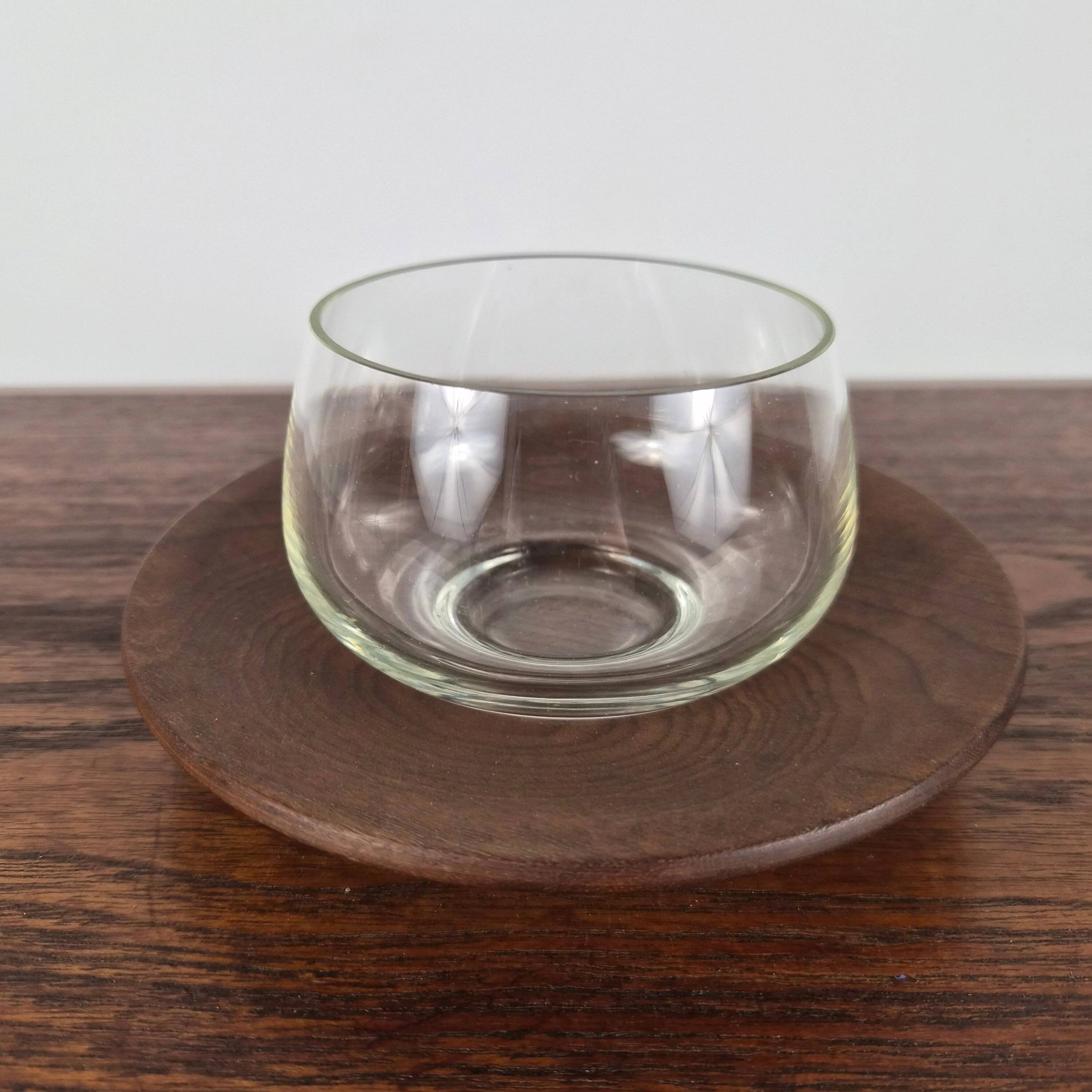 Teak saucer and its glass, Denmark, 1960