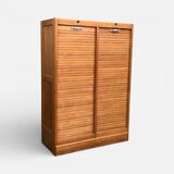 Antique oak tambour door filing cabinet, H120