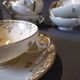 10 cups and tea saucers Limoges porcelain DRB Manufacture decor signed JS