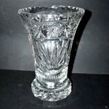 Vase ancien en cristal de Bohème - motifs étoiles palmette taillés H22.5cm