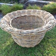 Round pot cover "King size" in rattan/vintage 70 years
