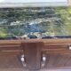 Vintage Parisian art deco sideboard in solid wood and black marble 180cm