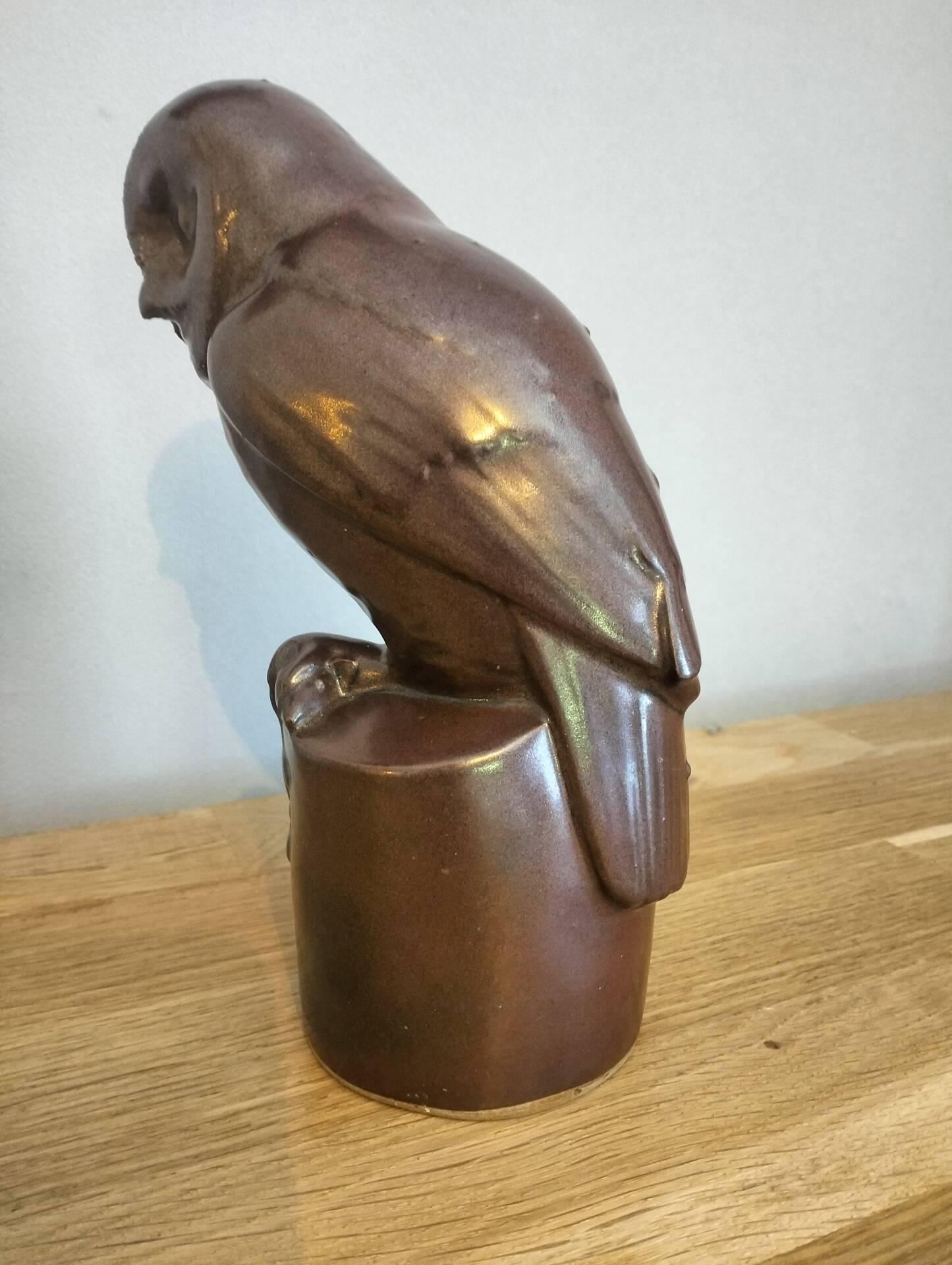 Glazed stoneware owl signed Drillon – Puisaye, 1950s