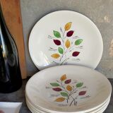 Seven vintage plates in fine earthenware from Gien service Gentilly