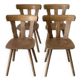 Série de 4 chaises de montagne en bois brut