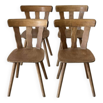 Série de 4 chaises de montagne en bois brut