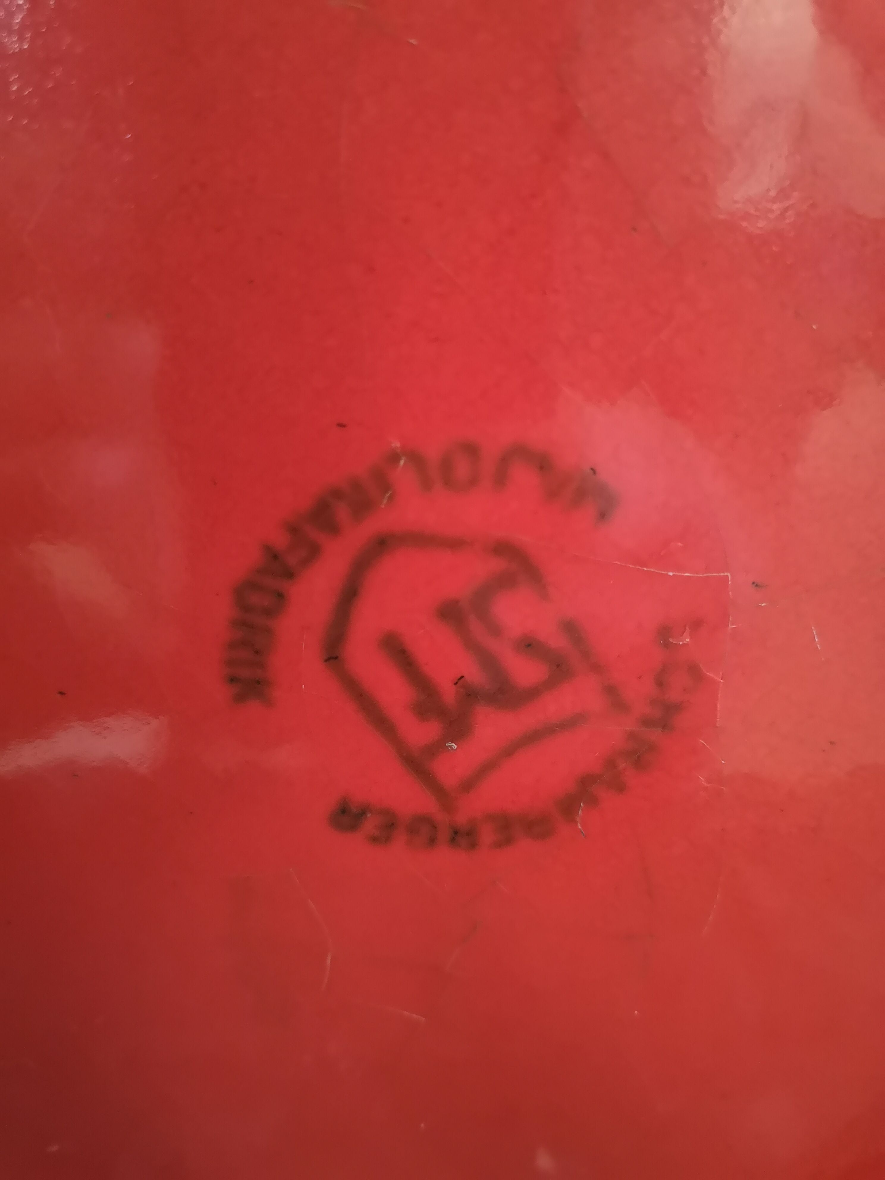 Red ceramic pitcher, Schramberg 1950