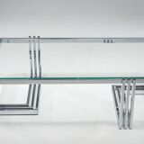 Vintage Coffee Table in Chrome and Glass, 1960s