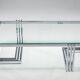 Table basse vintage en chrome et verre, années 1960