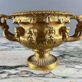Large Pompeian-style bronze cup with two handles, 19th century.