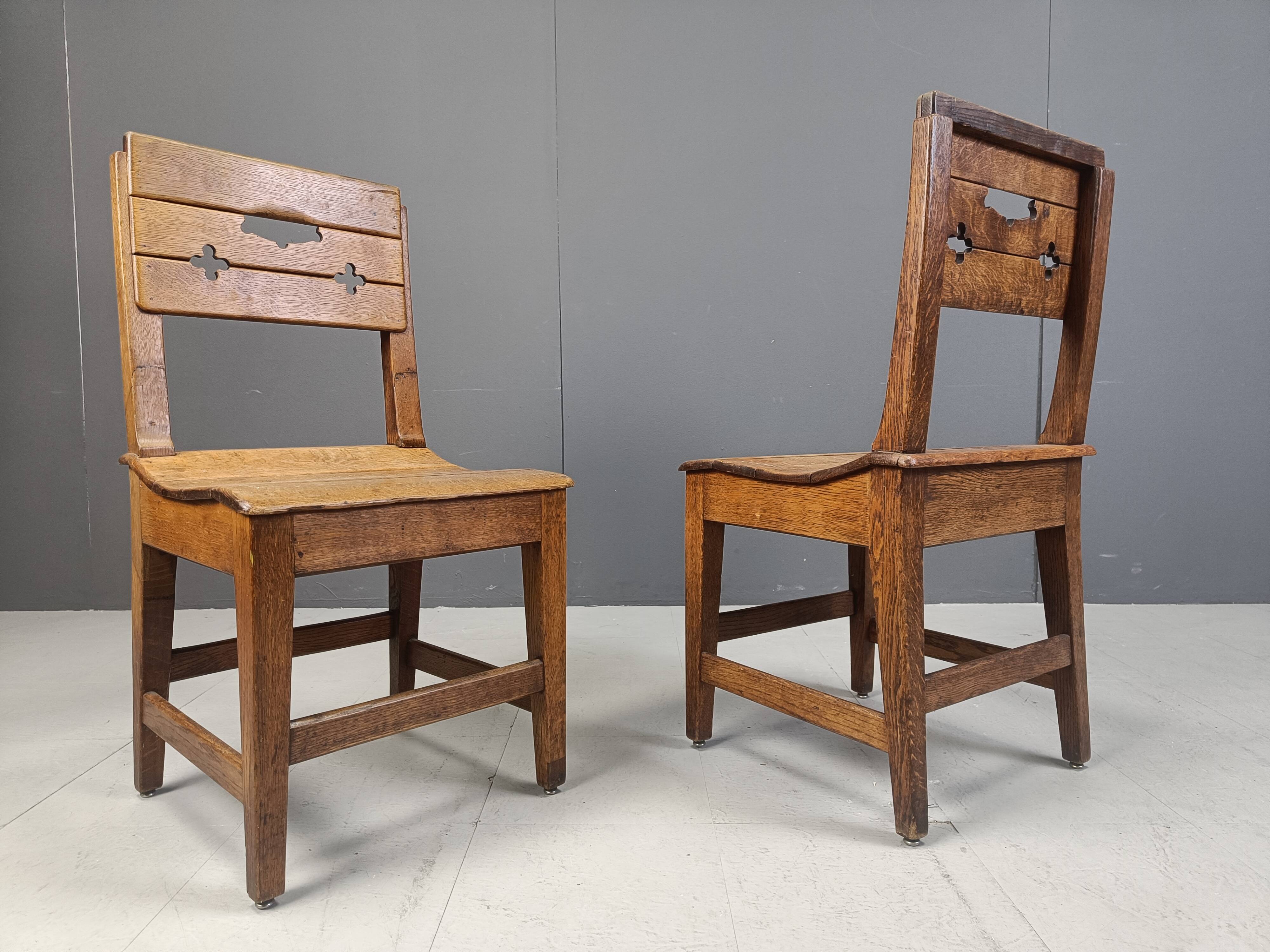 Vintage oak brutalist chairs, 1960s