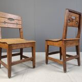 Vintage oak brutalist chairs, 1960s