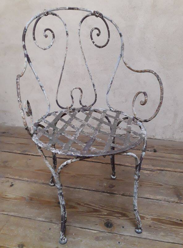 19th-century garden armchair in wrought iron