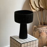 Minimalist black raffia bedside table lamp