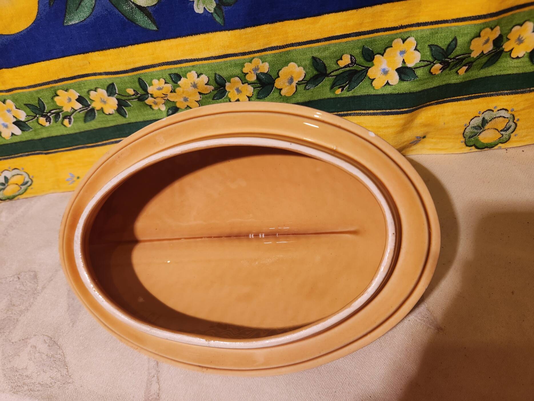 Bouillabaisse tureen fish Sarreguemines France yellow ceramic