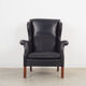 Black leather armchair, Danish design, 1970s, production: Denmark