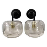 Pair of smoked glass wall sconces