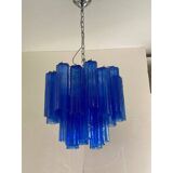 Contemporary blue "tronchi" murano glass sputnik chandelier