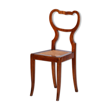Biedermeier Polish Chair in Walnut Vener & Rattan, Austria, 1830s