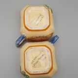 cups with octagonal saucers Henriot Quimper flower decoration leaves flowers