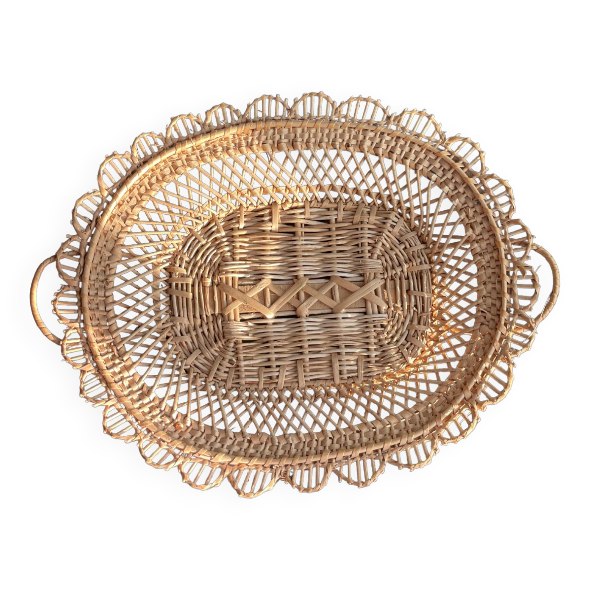 Woven wicker fruit or bread basket 1900