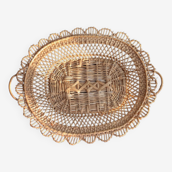 Woven wicker fruit or bread basket 1900