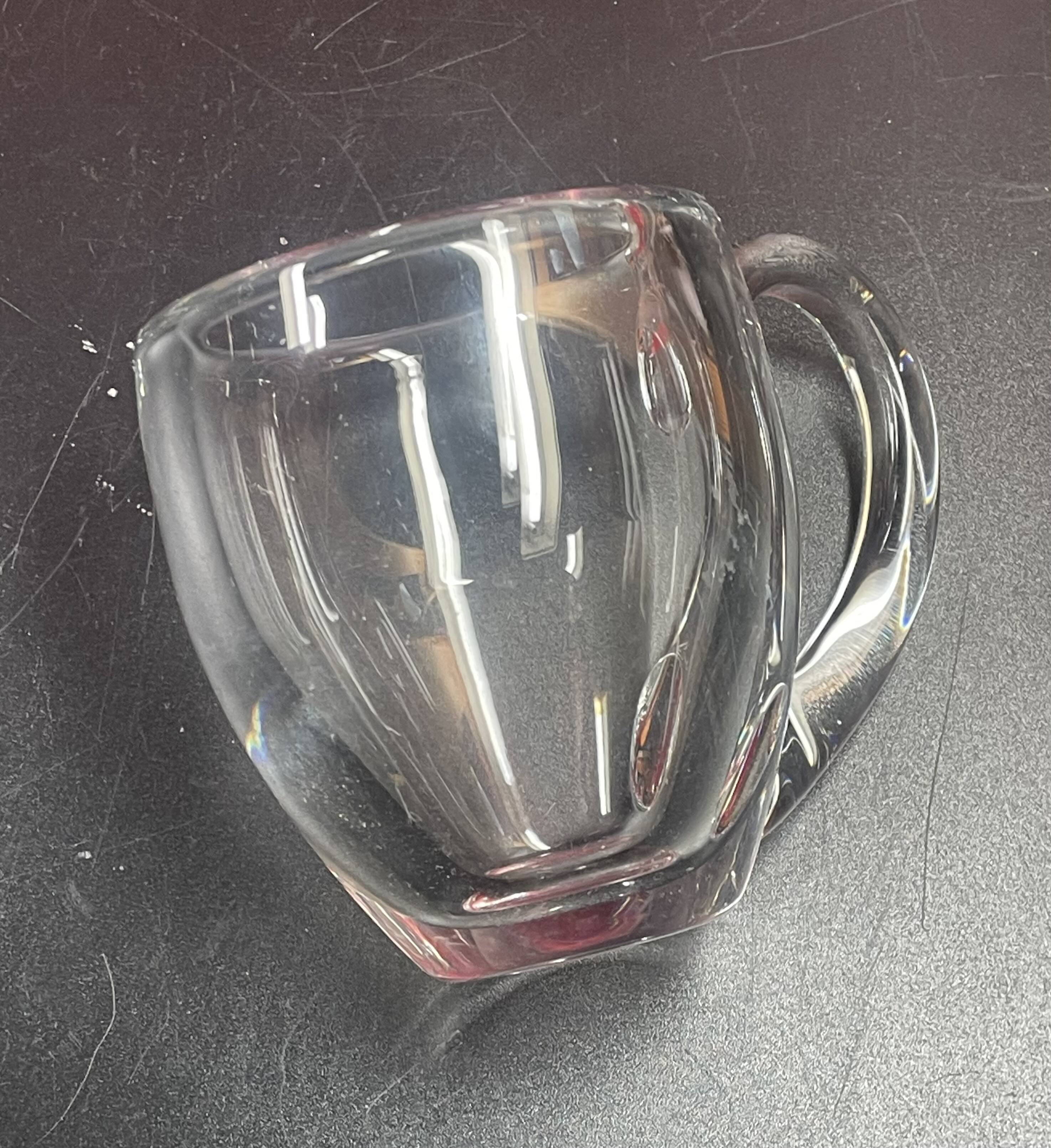Superb signed baccarat crystal mug cup / vintage / 1300 gr