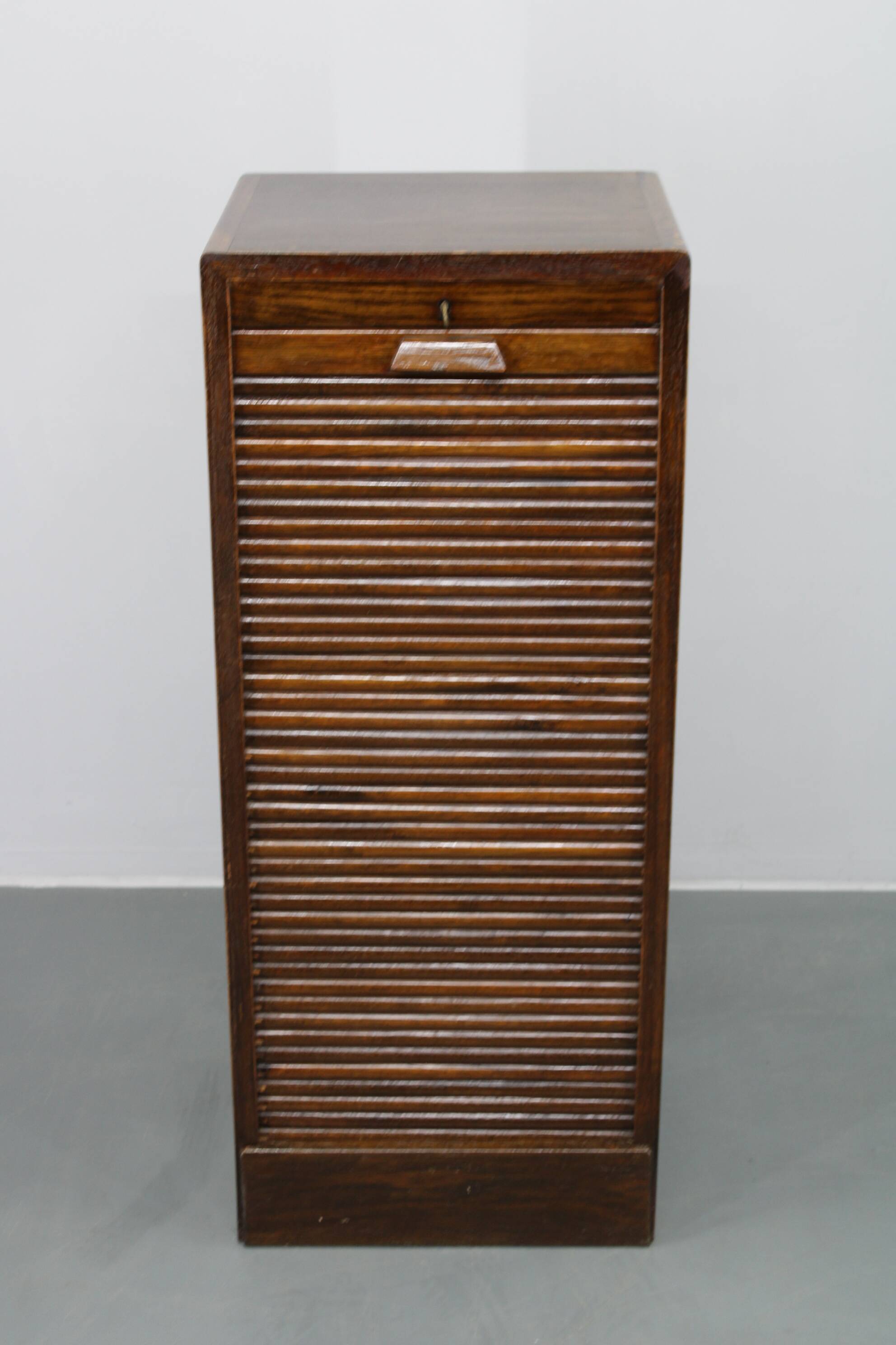 1950s Tambour Office Wooden Cabinet