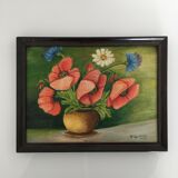 Tableau bouquet de coquelicots
