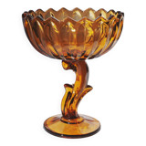 Indiana Glass Amber Lotus Blossom Bowl vintage Art Deco