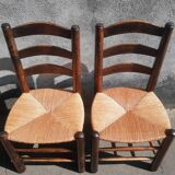 Pair of mulched brutalist chairs and wood
