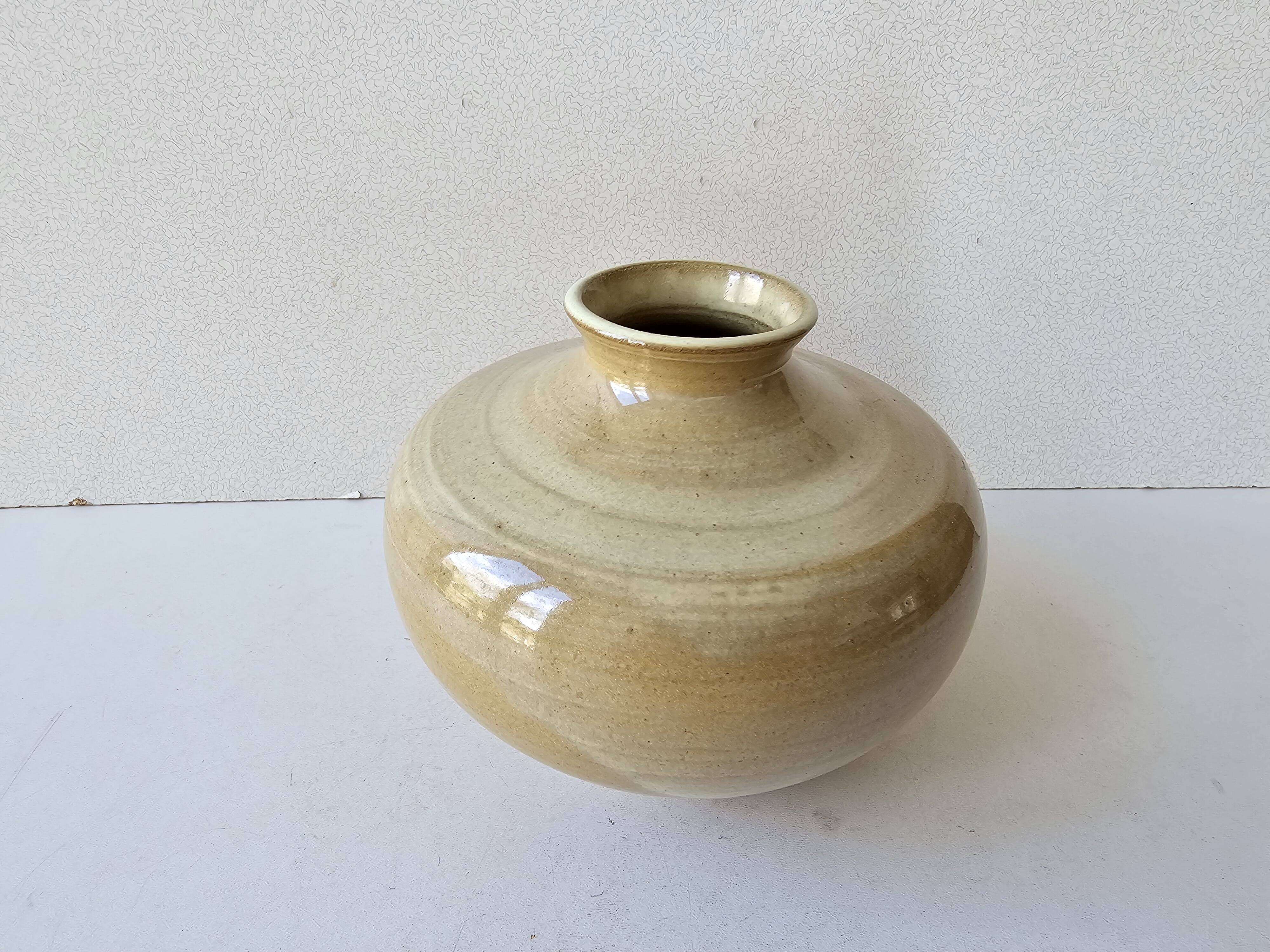 Ceramic stoneware ball vase signed (signature to be identified)