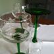 4 engraved Alsace wine glasses green feet