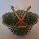 Cabbage bowl and its salad utensils in earthenware