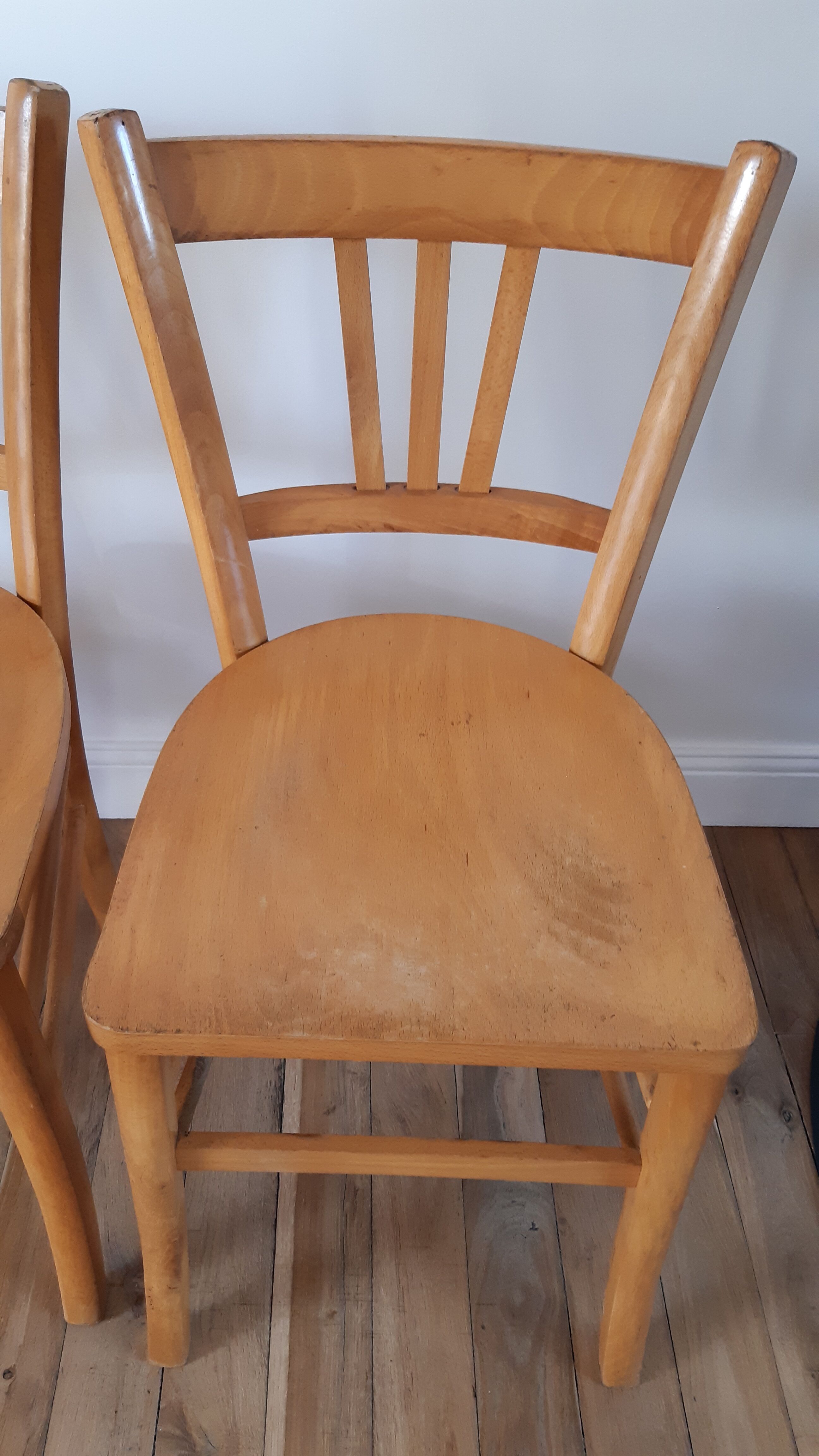 Trio of bistro chairs in beech 50s