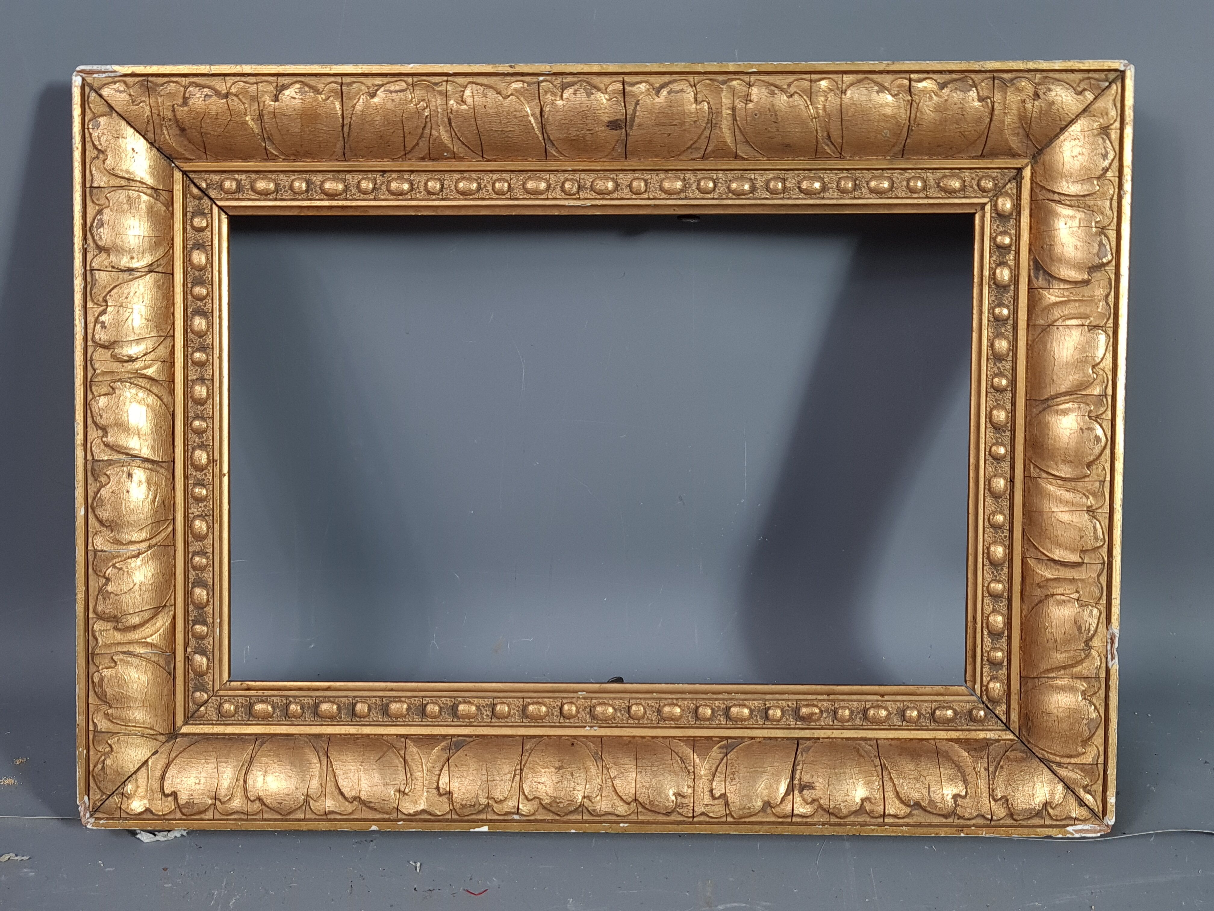 Old frame gilded stucco wood 29.5x21.5 cm, foliage 23.2x15.3 cm